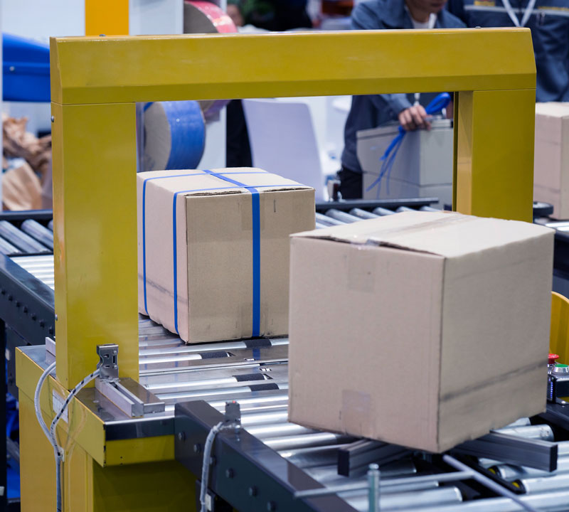 Boxes on a conveyor belt