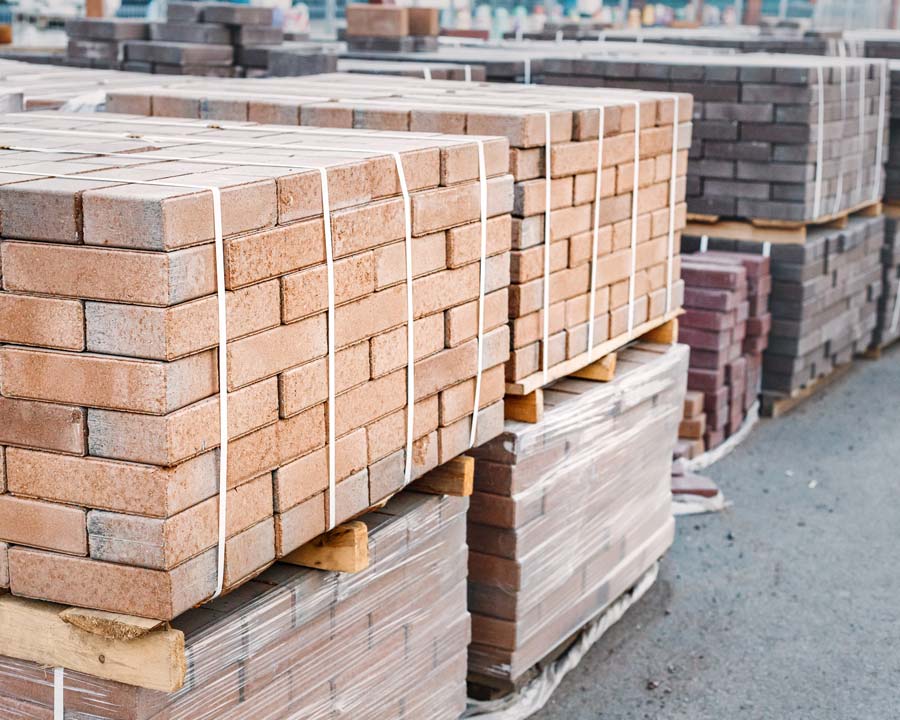 bricks on pallets